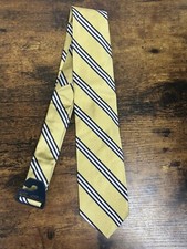 Brooks Brothers Gold, Navy  White Striped Tie 100 Silk Men's Necktie 58"