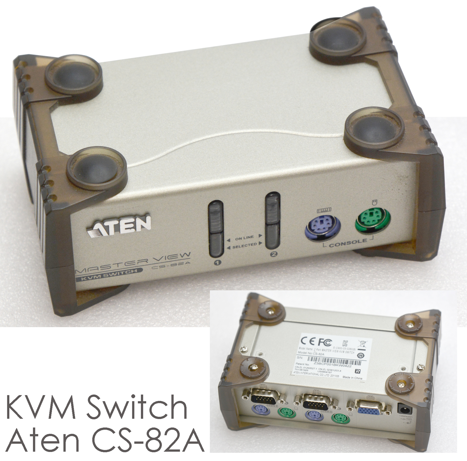 Aten CS-82A 2X Port PS/2 VGA KVM Switch Win Linux Mac Sun Compatible O512-PS/2
