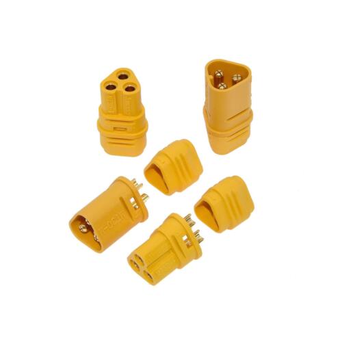 Pair Male+Female MT30 3-Pin Brass Gold Plated Plug Motor Multirotor Connecter b - Picture 1 of 5