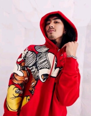 CHAMPION DISNEY MICKEY MOUSE RED HOODIE SWEATSHIRT NEW LIMITED