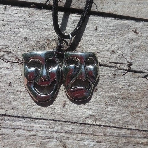Theatre mask pendant necklace comedy 