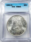 1883-O Morgan Silver Dollar ICG MS64