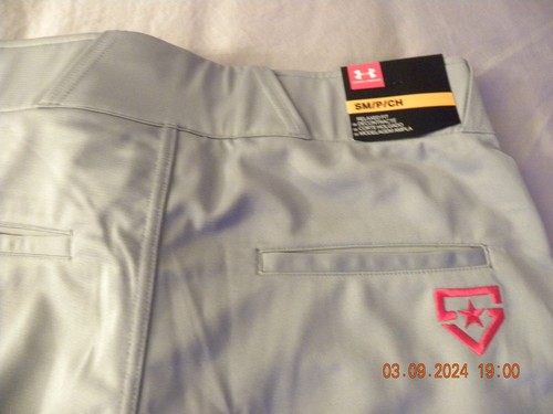 Neu mit Etikett Under Armour HeatGear Baseballhose grau mit roten Paspeln Relax Fit Herren Größe S - Bild 7 von 13