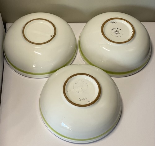 Set of 3 Caleca Petali Soup Cereal Bowls Italy 7” x 2” Excellent Used Condition - Picture 2 of 3