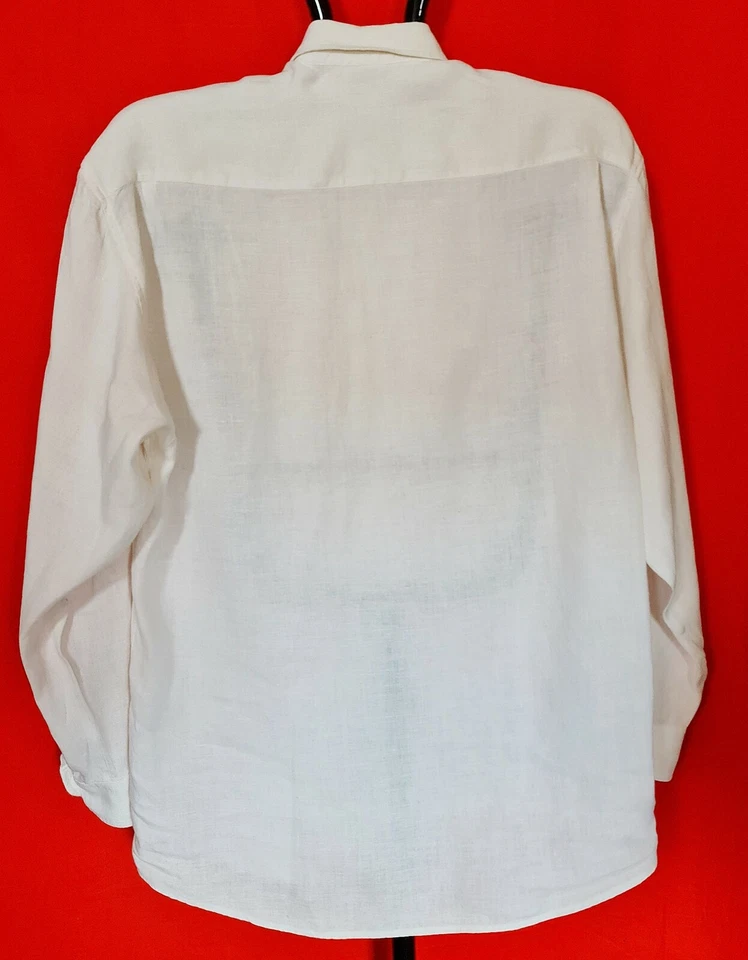 CAMICIA UOMO VINTAGE AUTENTICA LANDHAUS TYROL OKTOBERFEST DIRNDL LINO US15 EU39 - Immagine 3 di 4