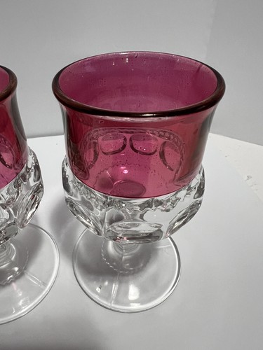 4 VTG Tiffin-Franciscan King Crown Ruby Thumbprint Manganese Glass 5.5” Goblets - Picture 6 of 18