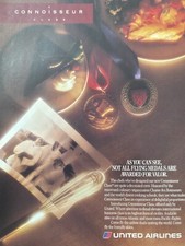 United Airlines Connoisseur Class In-Flight Cuisine Medals Vintage Print Ad 1991