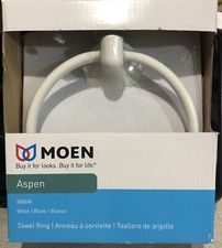 Moen Aspen Collection Towel Ring 5886W New incl instructions  hardware WHITE