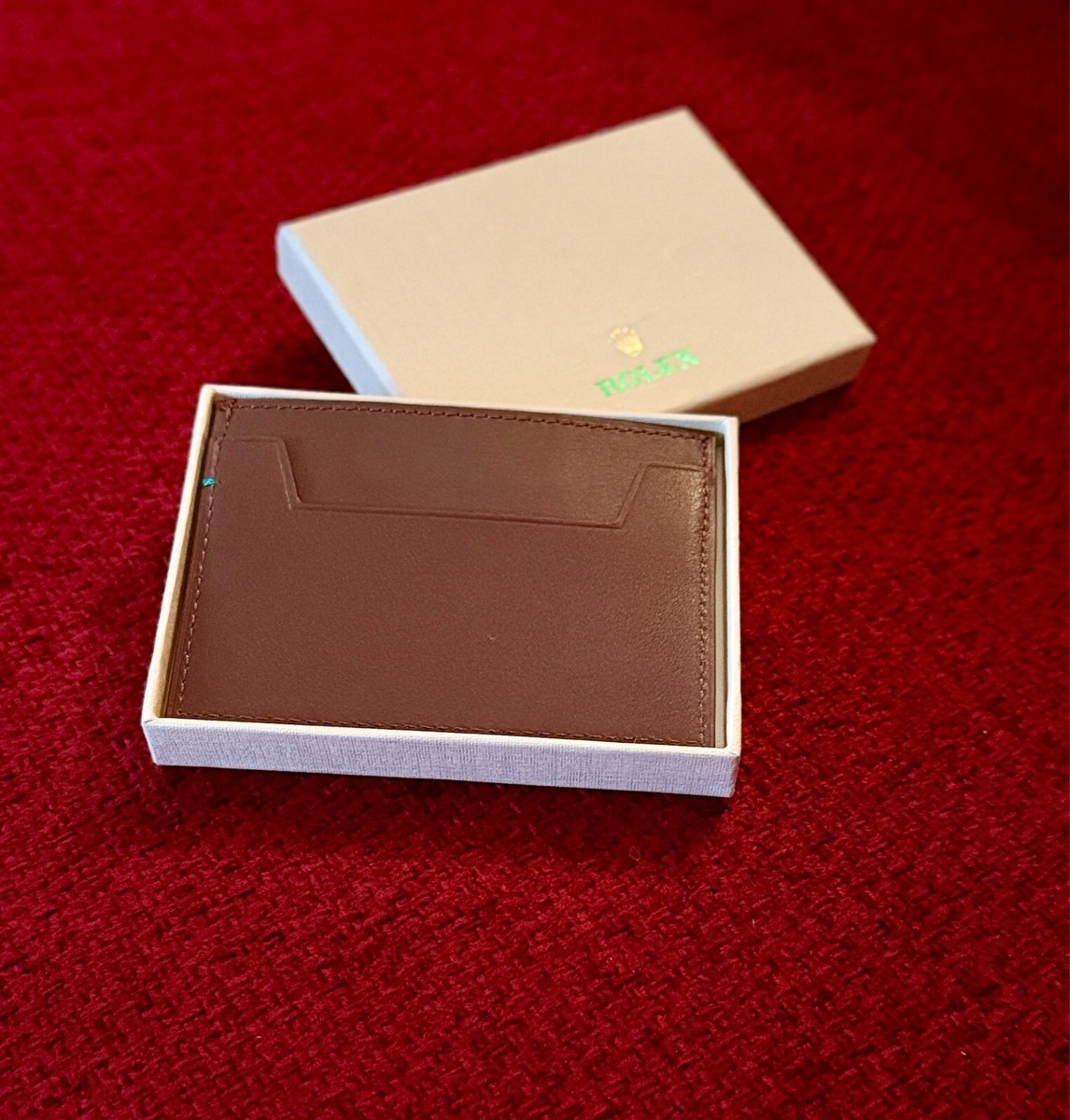 Rolex Leather Credit Cardholder Wallet Signature Brown | Genuine