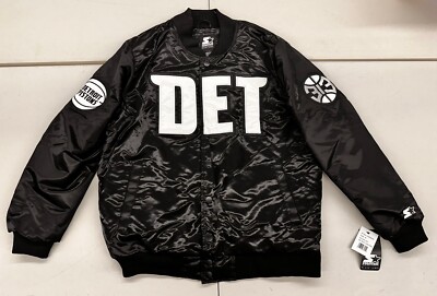 Detroit Pistons 313 Black Starter Jacket Black Label- New With Tags- Men s XL
