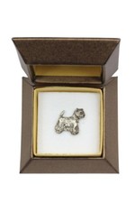 West Highland Terrier - posrebrzana broszka z wizerunkiem psa w pudełku Art Dog