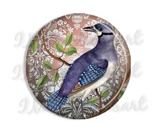 Lavender Bird Watching Nature Lover Handmade Mirror, Magnet or Pinback 2.25"