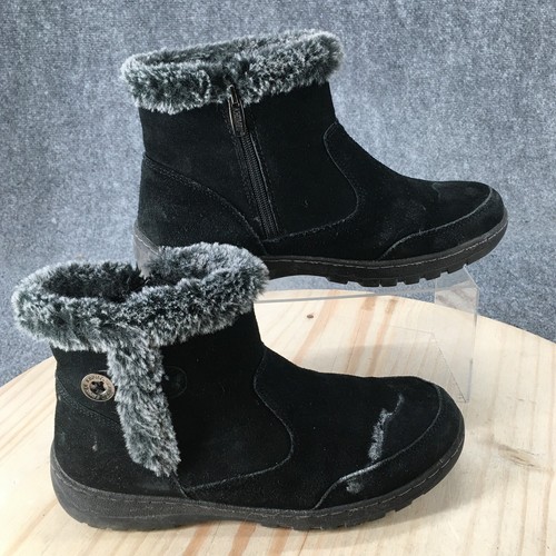 Khombu Stiefeletten Damen 10 M Iris Winter Schnee Stiefelette 1527296 schwarz Wildleder