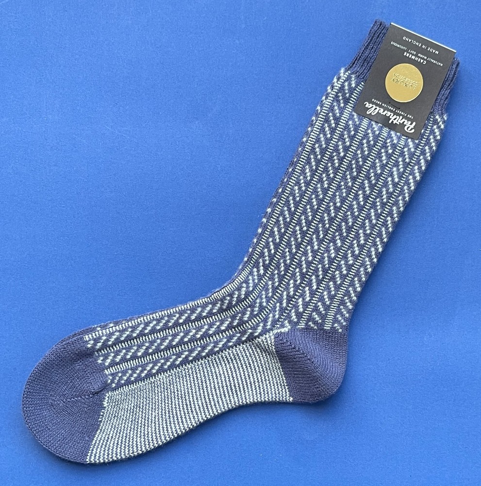 NWT Pantherella Rothersay Dark Blue Cashmere Trouser Dress Socks #57002 - L