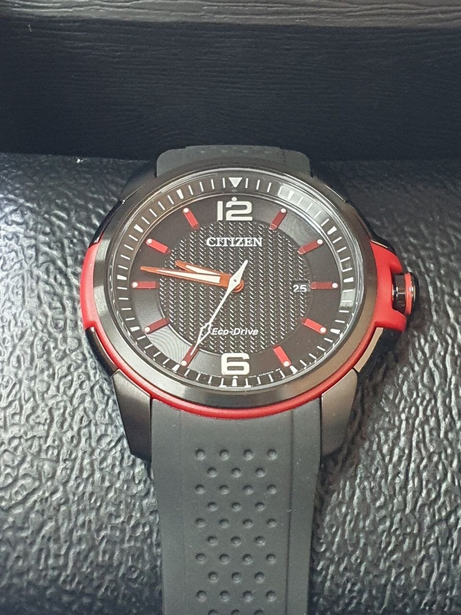 Citizen Eco-drive Aw1658-02e Drive Black Steel 45mm Rubber Solar