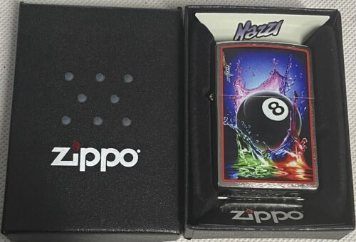 ZIPPO 2016 MAZZI 8 BALL SPLASH BRUSHED CHROME LIGHTER SEALED BOX 3F