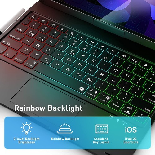 Backlit Touchpad 360° Rotate Keyboard Case For iPad 10.9" Air 5th 4th Generation - Picture 11 of 26