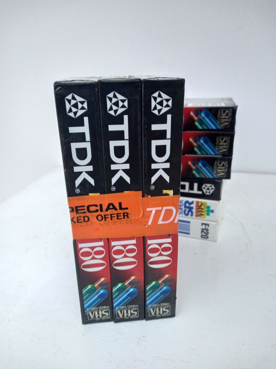 Lot of 9NOS Sealed TDK TV180 VHS Tape 180 Min E-180 Blank Video