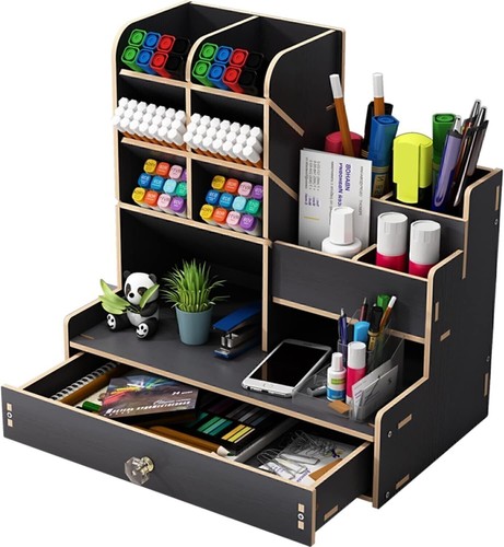 Schreibtisch Organizer aus Holz Büro Organizer Dokumentenablage Stifthalter DE - Bild 3 von 8