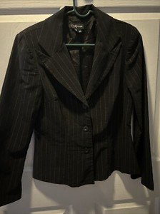 My Michelle Black W/ Pink Pin Stripe Women's Size 9/10 Suit Jacket ONLY Vintage
