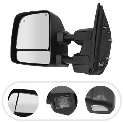 For 2017-2022 Nissan Titan Left LH Driver Heated Side Tow Mirror Black OEM