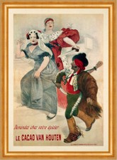 Le Cacao van Houten Schwert Adolphe Willette Jugendstil Plakate A3 375 Gerahmt