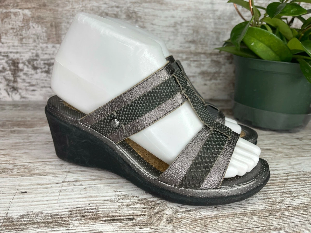 Pewter wedge sandals sale