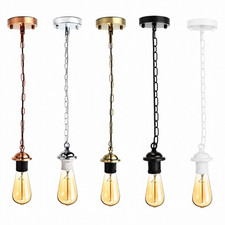 Ceiling Rose Chain Hanging Pendant Light Vintage Lamp Holder Fitting E27 Fixture