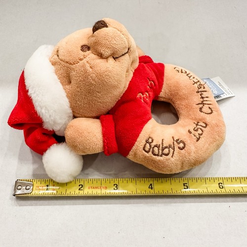 Winnie The Pooh Plush Baby Hand & Wrist/Foot Rattle First Christmas Excellent - Picture 10 of 11