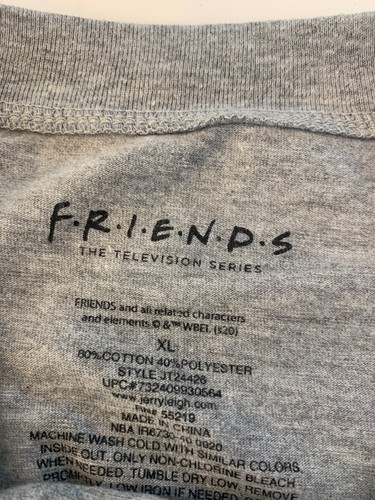 Friends Tee T Shirt Women’s Size XL Boxy Cropped TV Hit Show Light Gray - Picture 7 of 12