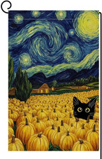 Fall Pumpkin Cat Garden Flag 12X18 Vertical Double Sided Blue Sky Autumn Thanksg