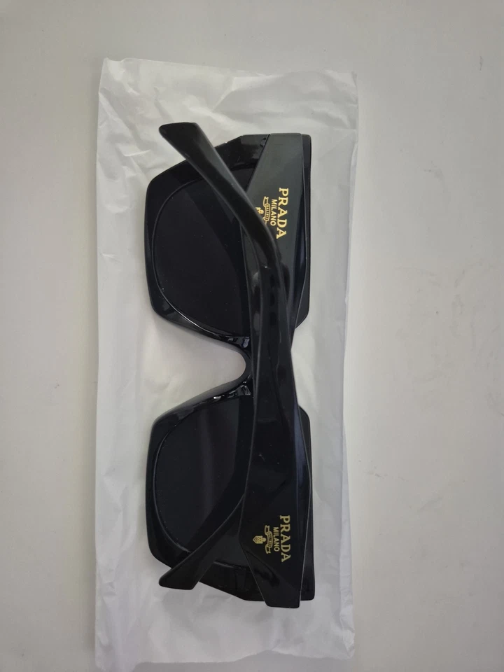 PRADA Milano Oversized Rectangle Sunglasses Black Tinted w/ Case Box Card - Image 4 of 4
