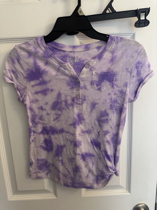 Justice Girls Youth Size 8 Purple Tie Dye Short Sleeve T-shirt Top
