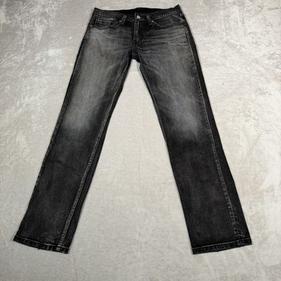 Levi 511 Jeans Mens 32x30 Black Medium Straight Leg Whiskers Denim