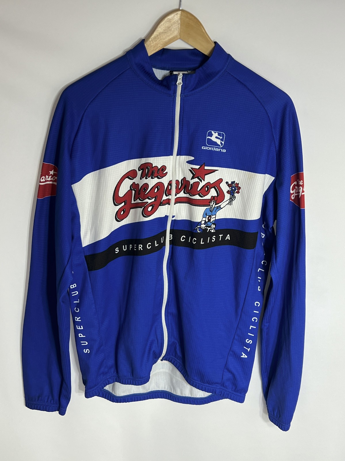 Camiseta de ciclismo Giordana The Gregarios manga larga | Para hombre | Azul/Blanco | XL |