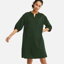 Uniqlo gathered 3/4 sleeve dress green size small