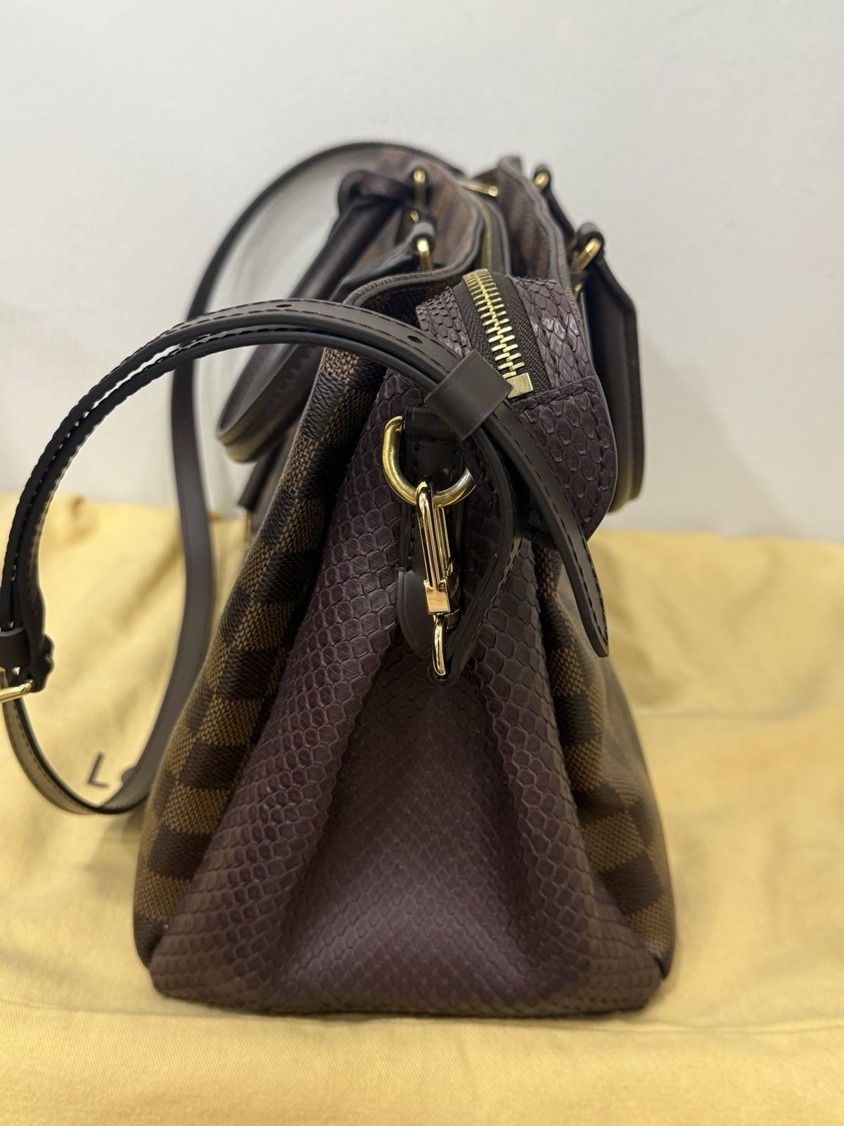 Louis Vuitton Damier Ebene Purple Python Normandy… - image 4