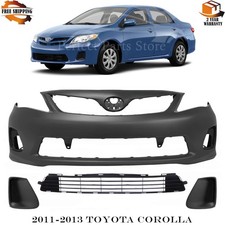 Front Bumper Cover Primed Fog Lights Cover Kit For 2011-2013 Toyota Corolla
