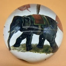 John Derian Company Elephant Round Paperweight Signed USA Office Decor