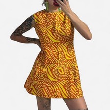 Vintage Orange and Yellow Retro Mini Dress