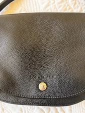 Longchamp Le Foulonne Small Pebbled Leather Crossbody Minimalist Black