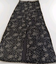 Md Y2K 90s VTG Susan Lawrence Slinky Black Maxi Skirt USA polka dots Whimsigoth