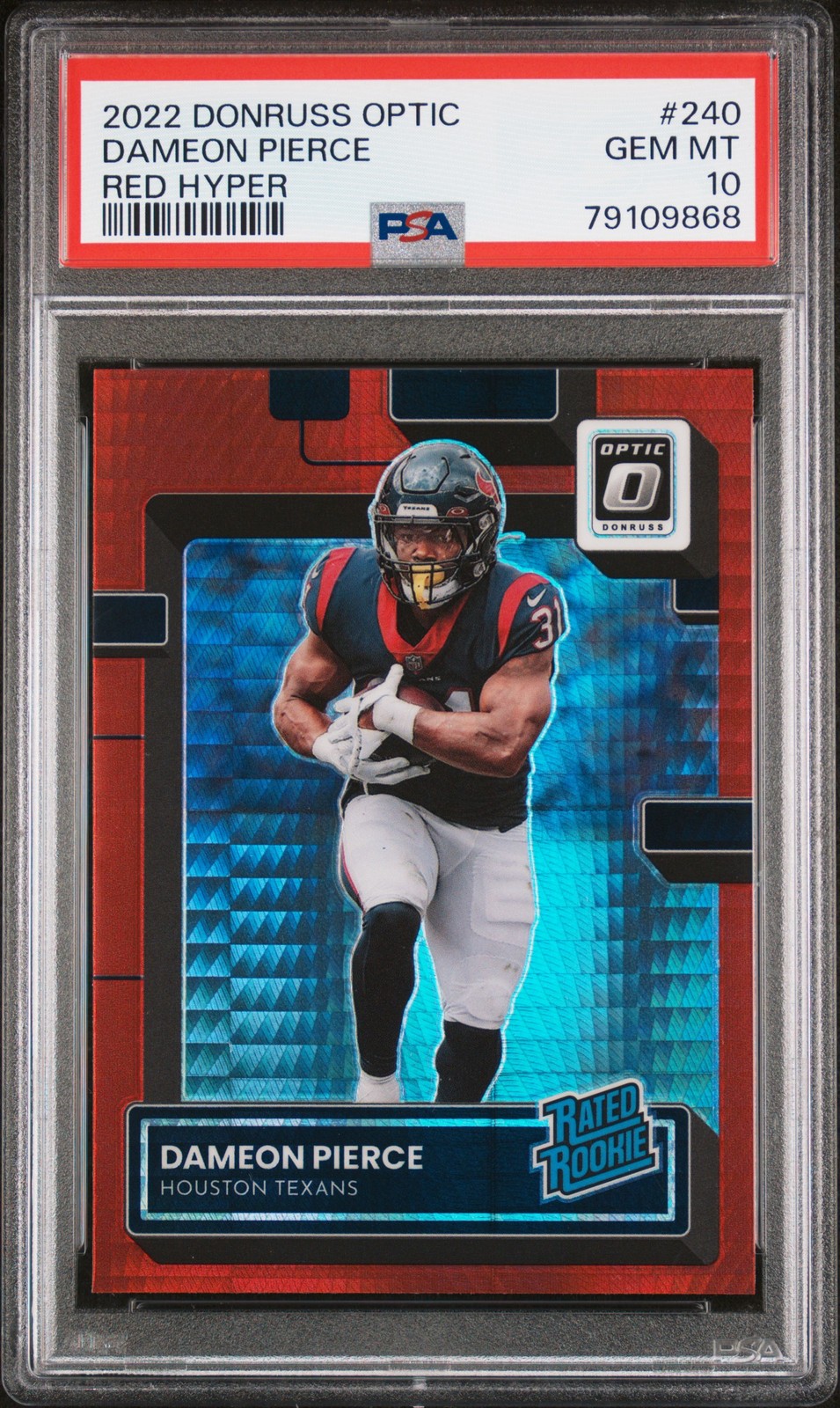 2022 PANINI DONRUSS OPTIC RED HYPER #240 DAMEON PIERCE ROOKIE RC PSA 10