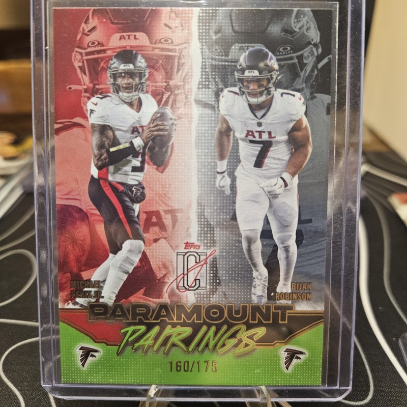Topps Signature Class 2025 Penix Jr. Bijan Robinson Neon Green #PP-17 /175