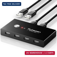 USB Switcher 2 Computers, USB Switch 2 PC Sharing 4 USB Devices, 2 in 4 Out with