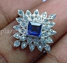 Natürlicher blauer Saphir Damen Ring Größe 8 925 Sterling Silber feiner Schmuck 5ARI