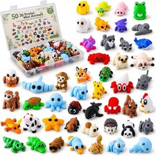 50Pcs 3D Printed Animals, Mini 3D Printed Animal Figurines, Articulated Fidget T