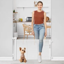 Short Dog Gate 0"-39" Wide Narrow Baby Gate 24” Tall Retractable Baby Gate to St