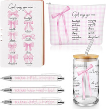 6 Pcs Christian Gift Set for Women Includes Bible Journal Religious Pens Pink Bo