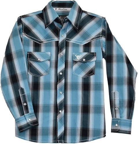 Cowboy Hardware Hombre Plaid Print Long Sleeve Pearl Snap Western Shirt - Large